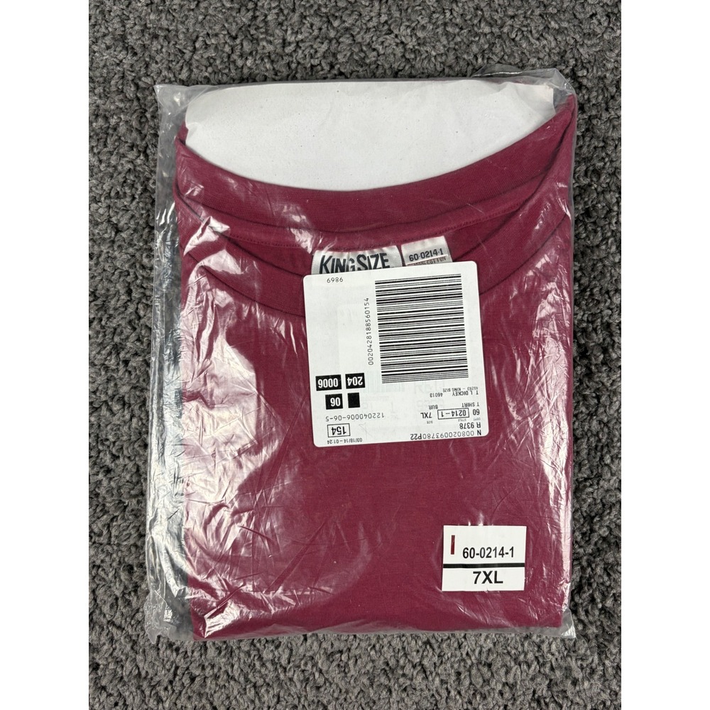 King Size Mens 7XL Burgundy T Shirt Short Sleeve Crew Neck 0214-1 New